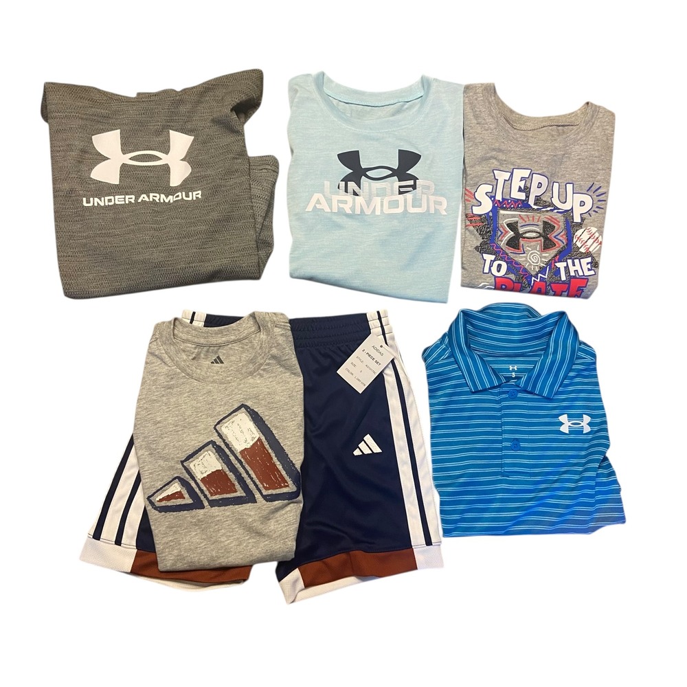 Under Armour Adidas Kids Athletic T-Shirts & Shorts Set Polo Golf Bundle NEW